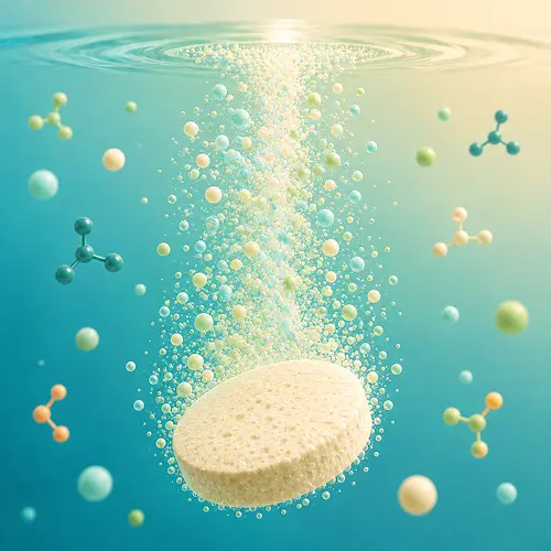 Tablet dissolving and activating in water